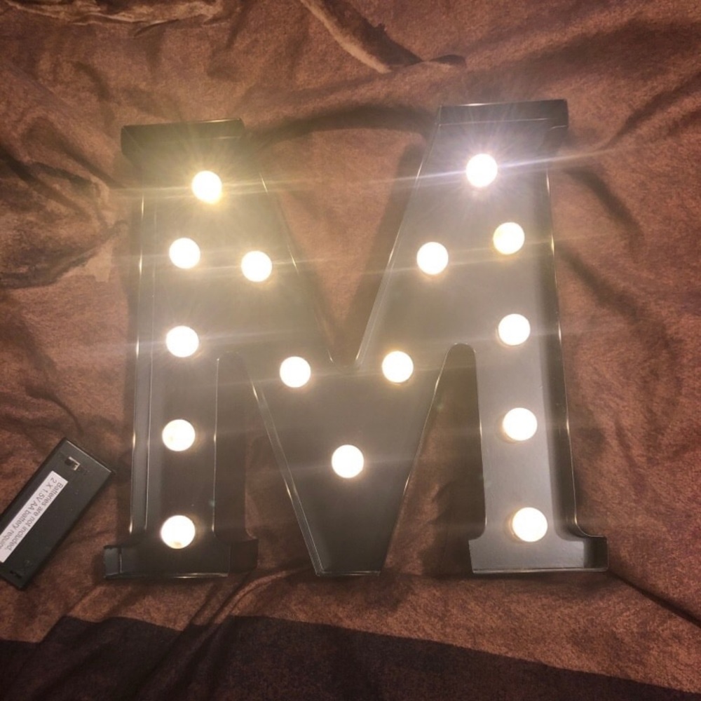 Light up metal letter M